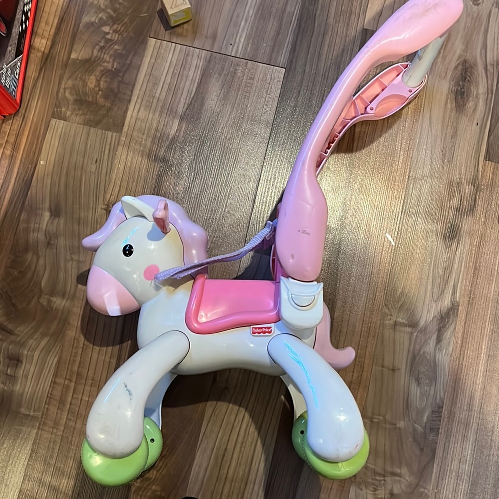 Fisher Price Little Mommy Baby Doll Rocking Horse Pony Stroller Removable Handle